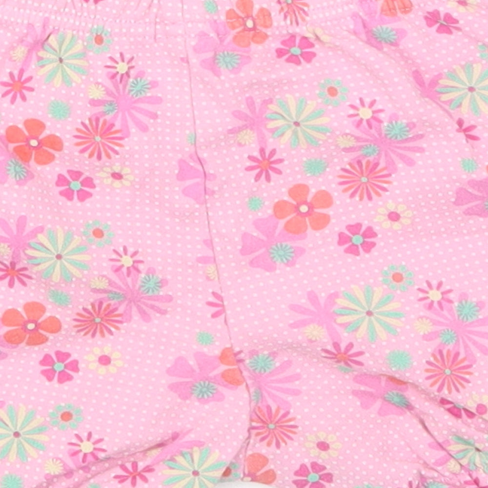 Mini Mode Girls Pink Floral  Cropped Trousers Size 9-12 Months