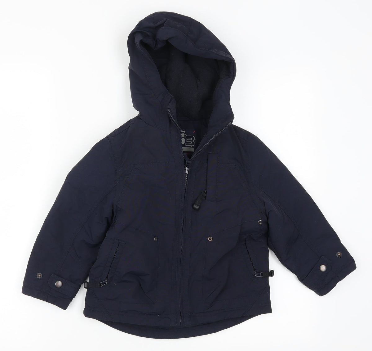 Front view of Urban 63 boys’ blue basic coat coat, size 3, years