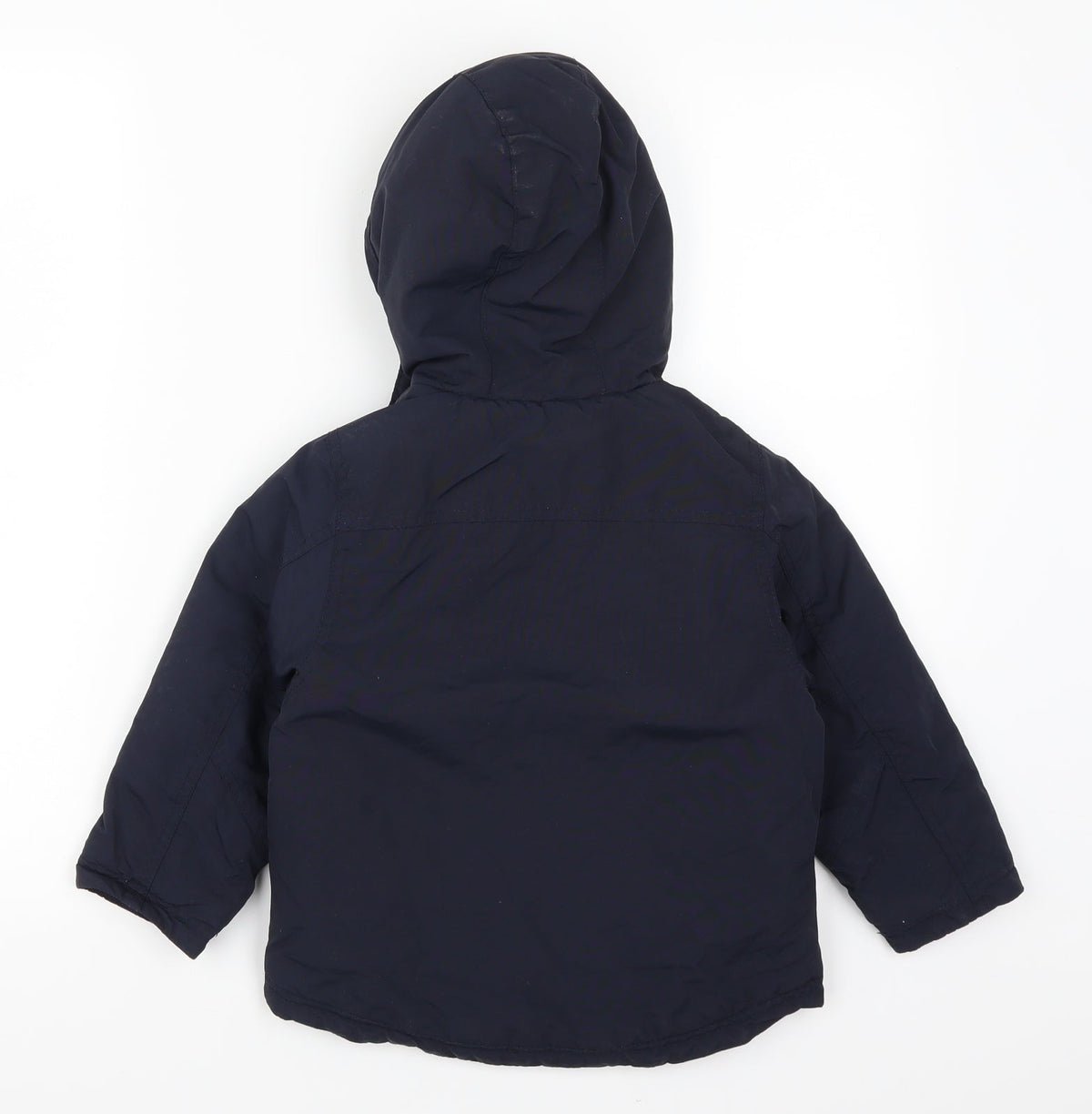 Back view of Urban 63 boys’ blue basic coat coat, size 3, years