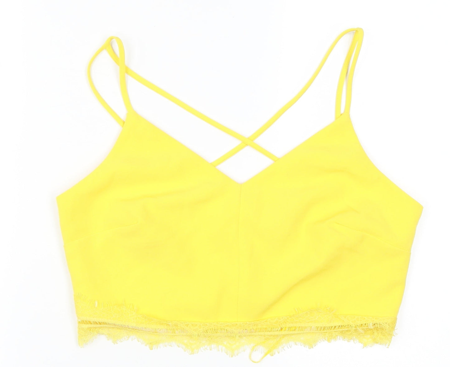 Womens UK Size 12 New Look Yellow Cropped Tank
