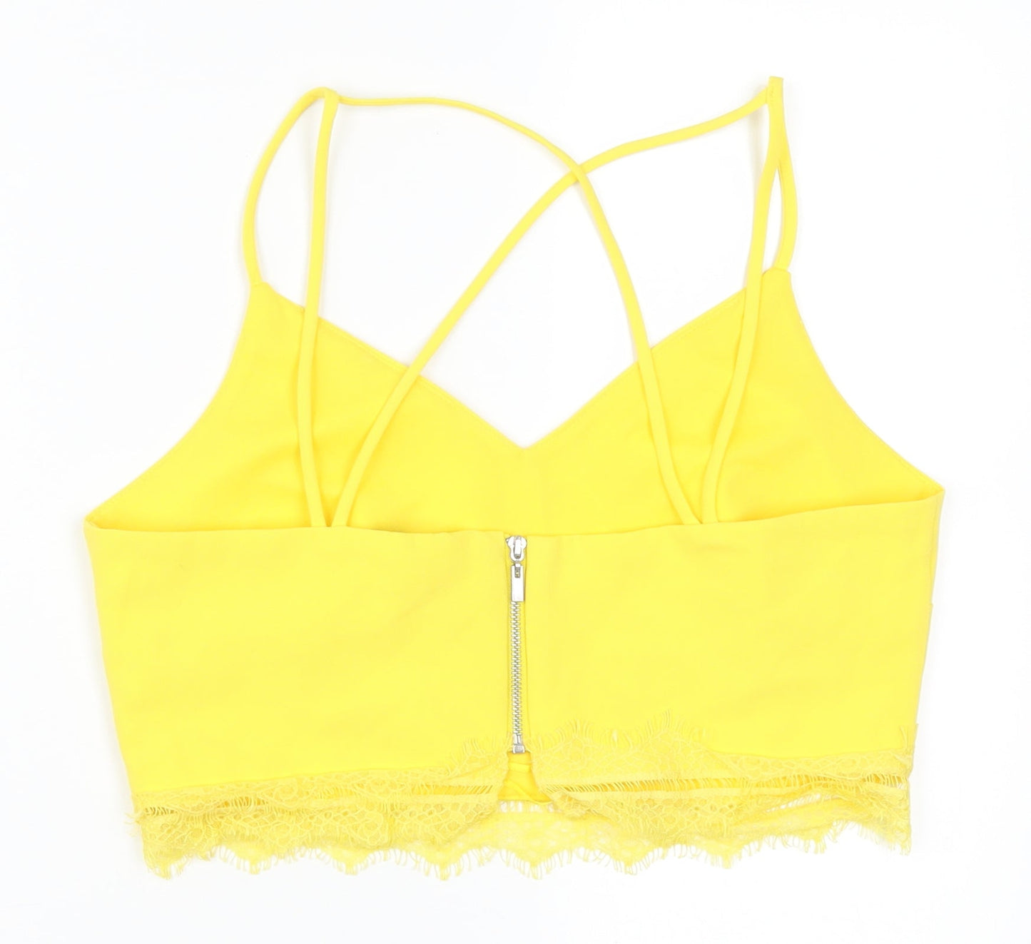 Womens UK Size 12 New Look Yellow Cropped Tank