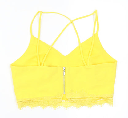 Womens UK Size 12 New Look Yellow Cropped Tank