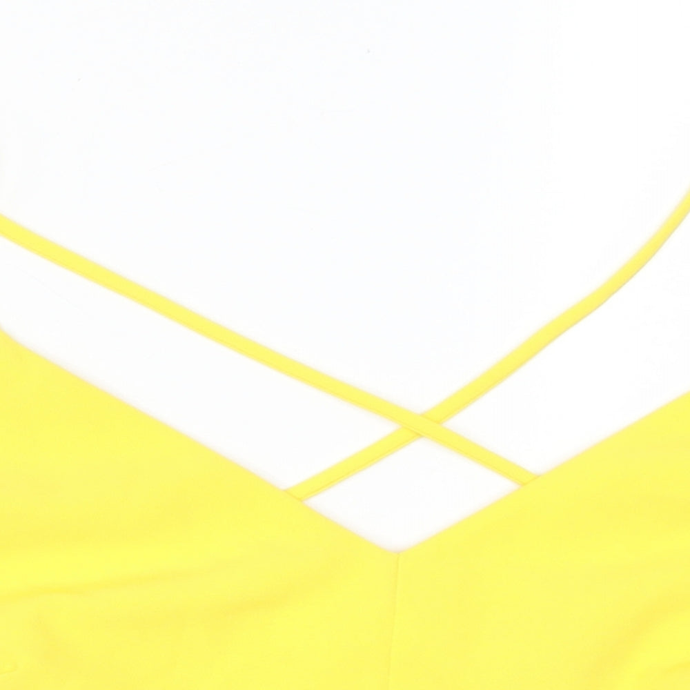 Womens UK Size 12 New Look Yellow Cropped Tank