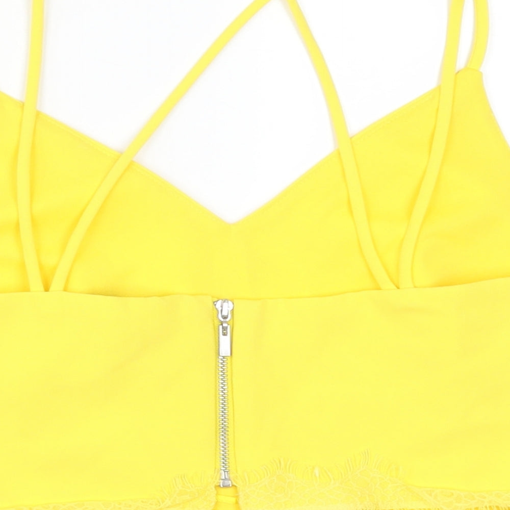 Womens UK Size 12 New Look Yellow Cropped Tank