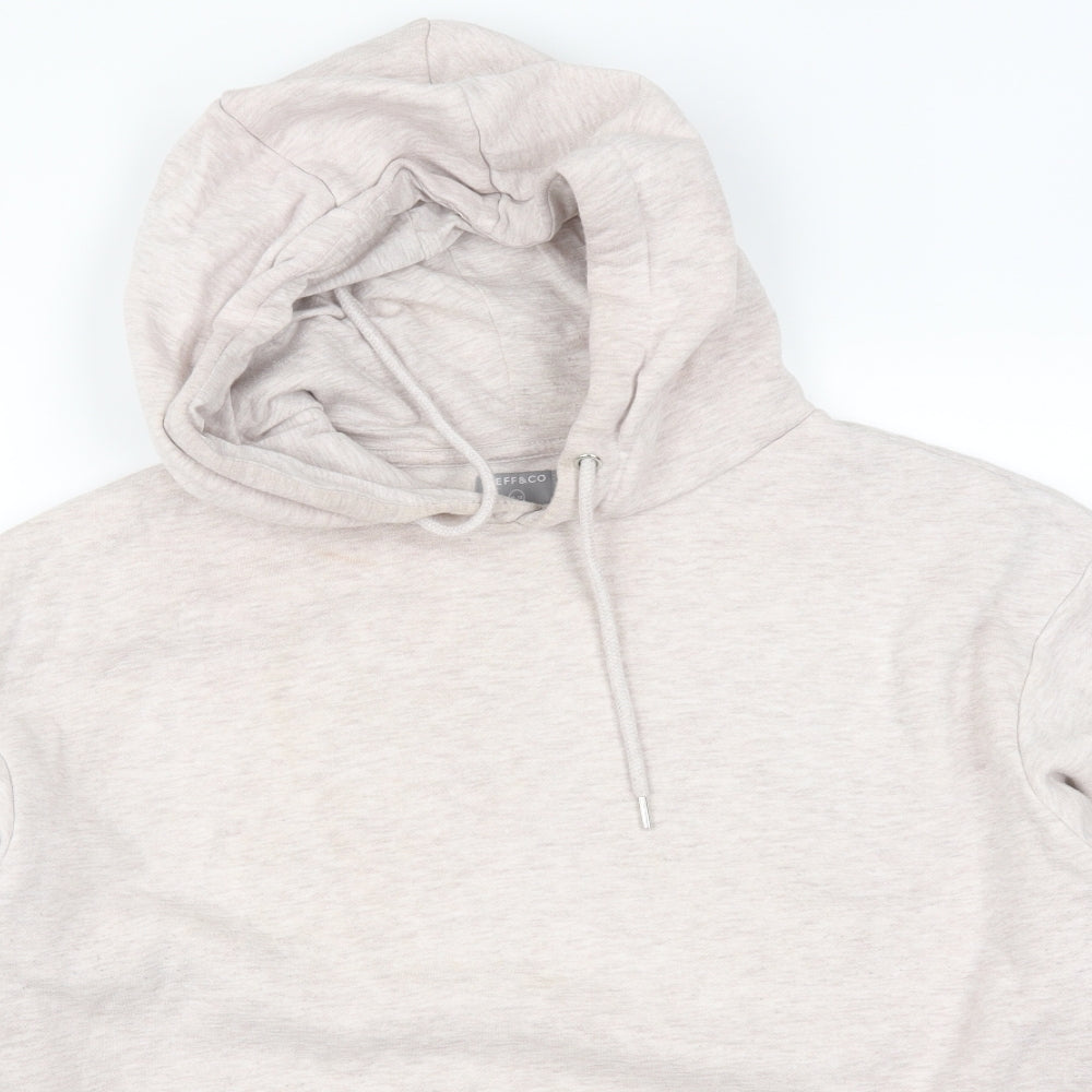 Close-up detail of Jeff & Co women’s pink pullover hoodie, size UK 10