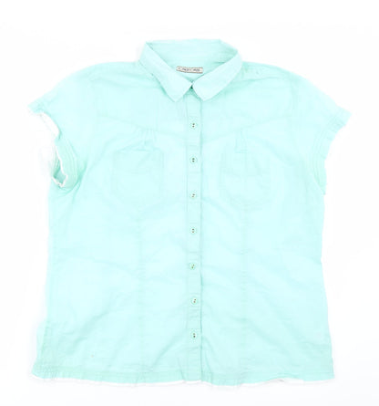 Womens UK Size 16 Cherokee Blue Basic Button-Up