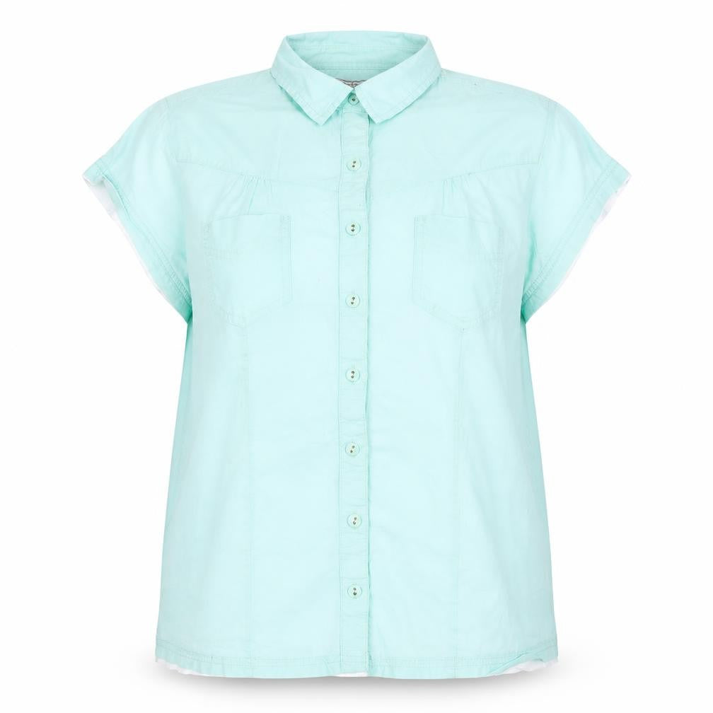 Womens UK Size 16 Cherokee Blue Basic Button-Up