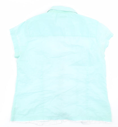 Womens UK Size 16 Cherokee Blue Basic Button-Up