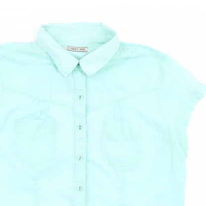 Womens UK Size 16 Cherokee Blue Basic Button-Up