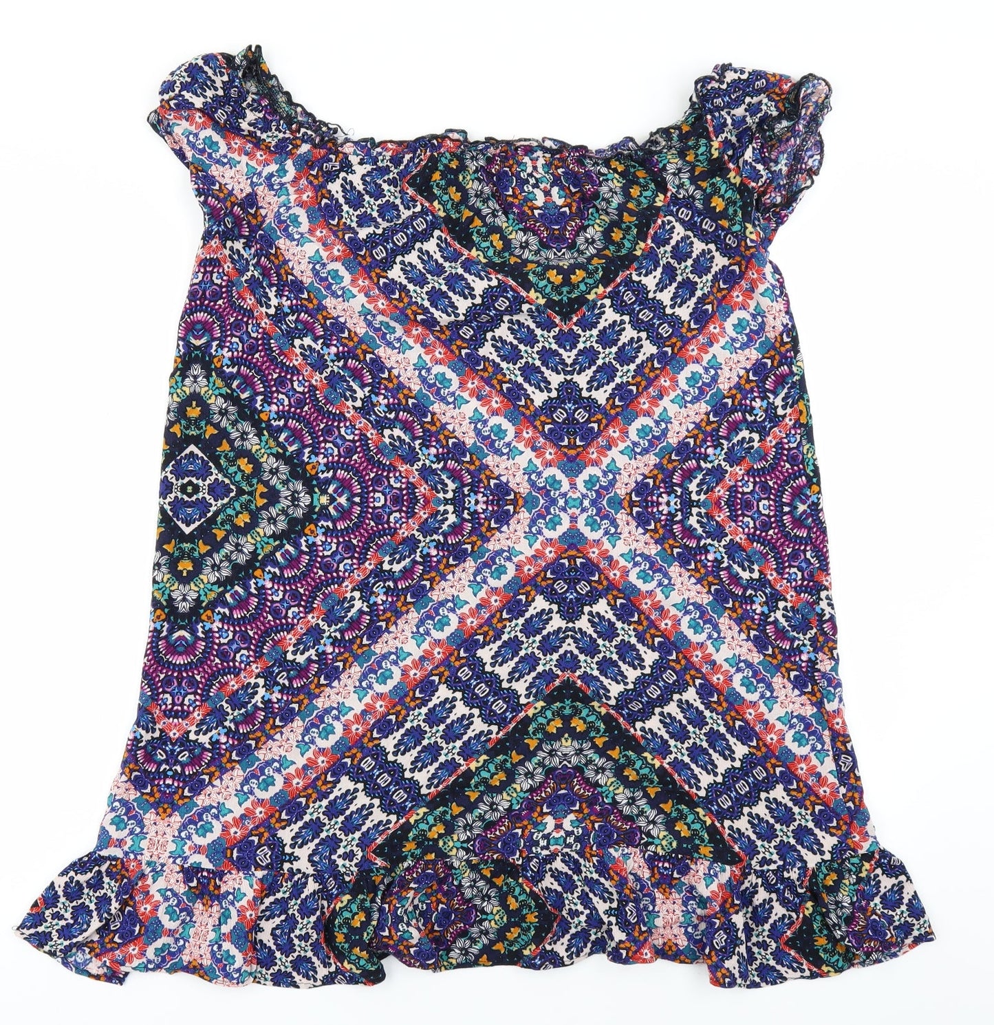 F&F Womens Blue Batik  A-Line  Size 10