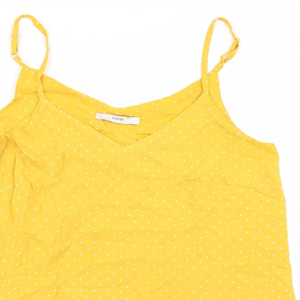 George Womens Yellow Polka Dot  Camisole Blouse Size 10