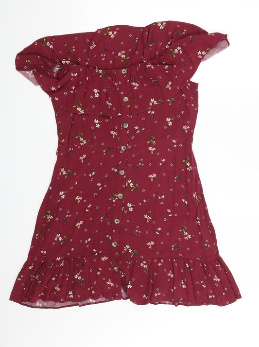 F&F Womens Purple Floral  Basic Blouse Size 10