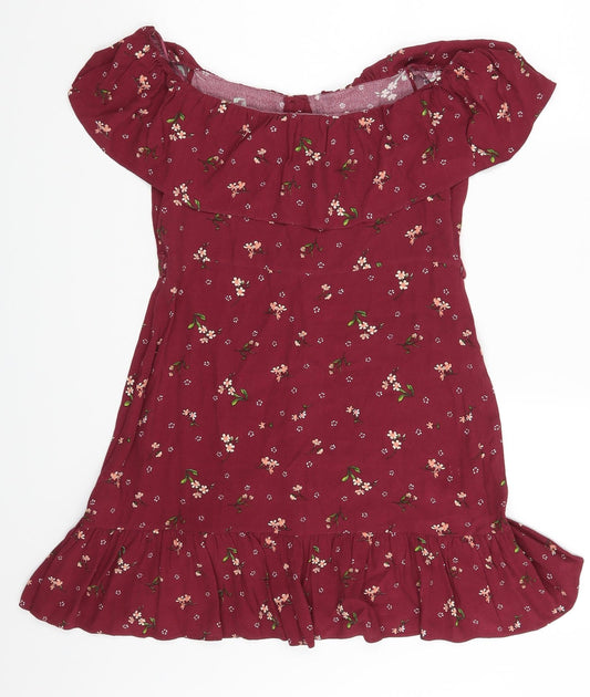 F&F Womens Purple Floral  Basic Blouse Size 10