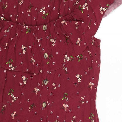 F&F Womens Purple Floral  Basic Blouse Size 10