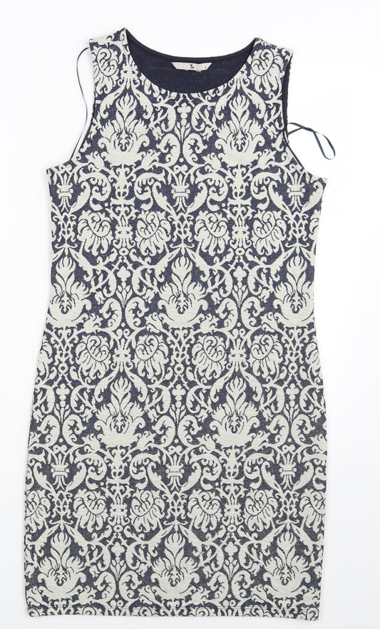 TU Womens Blue Paisley  Fit & Flare  Size 8