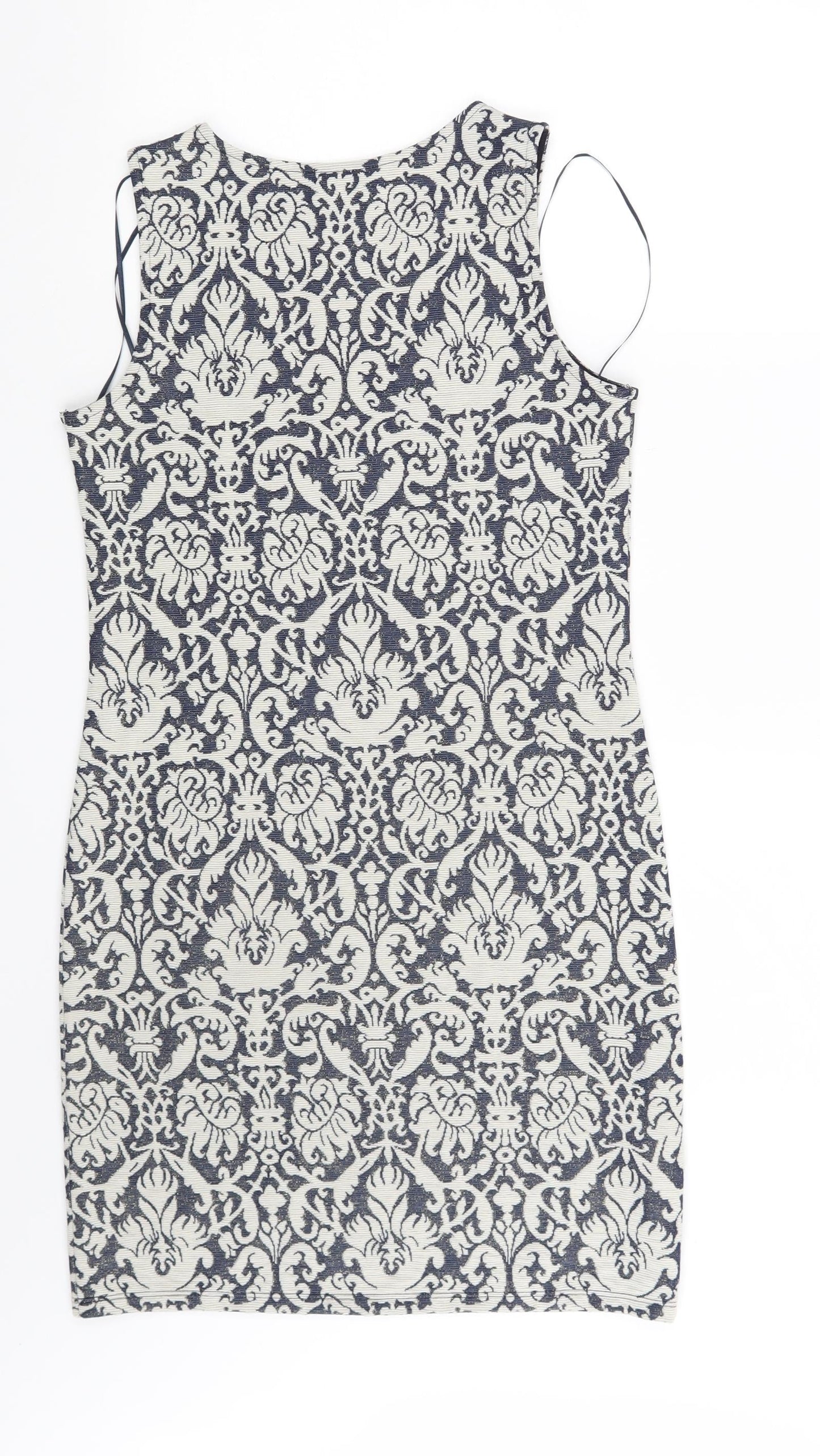 TU Womens Blue Paisley  Fit & Flare  Size 8