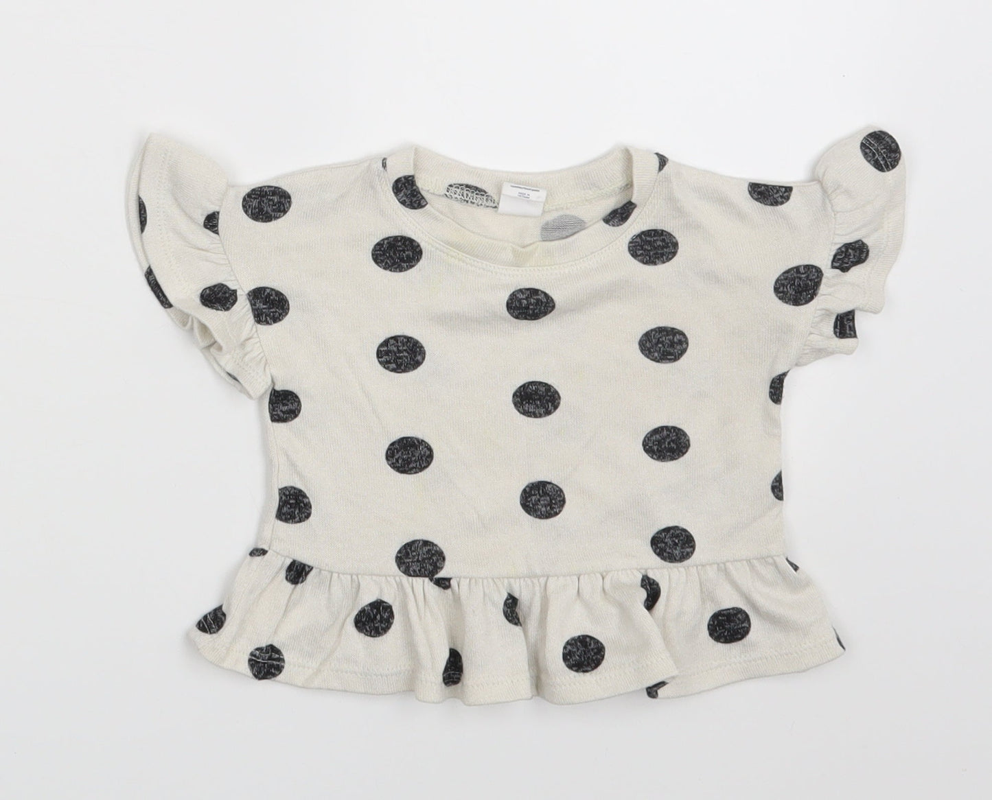 Baby GAP Girls Beige Polka Dot Rayon Pullover T-Shirt Size 6-9 Months