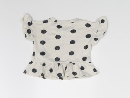 Baby GAP Girls Beige Polka Dot Rayon Pullover T-Shirt Size 6-9 Months