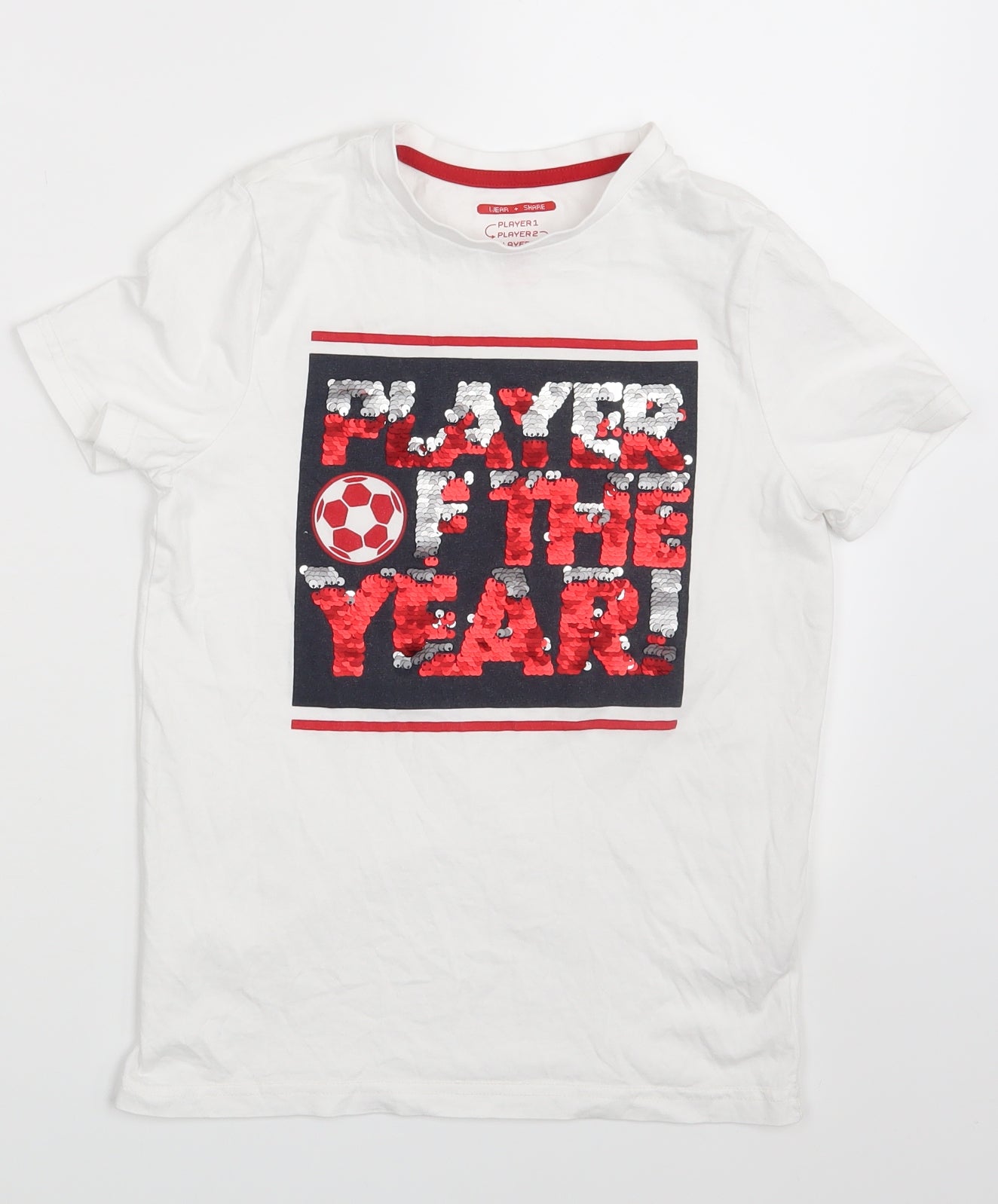 F&F Boys White   Basic T-Shirt Size 8-9 Years  - Player of the Year !