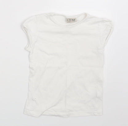 Additional front view of Next girls’ ivory basic t-shirt, size 7, years