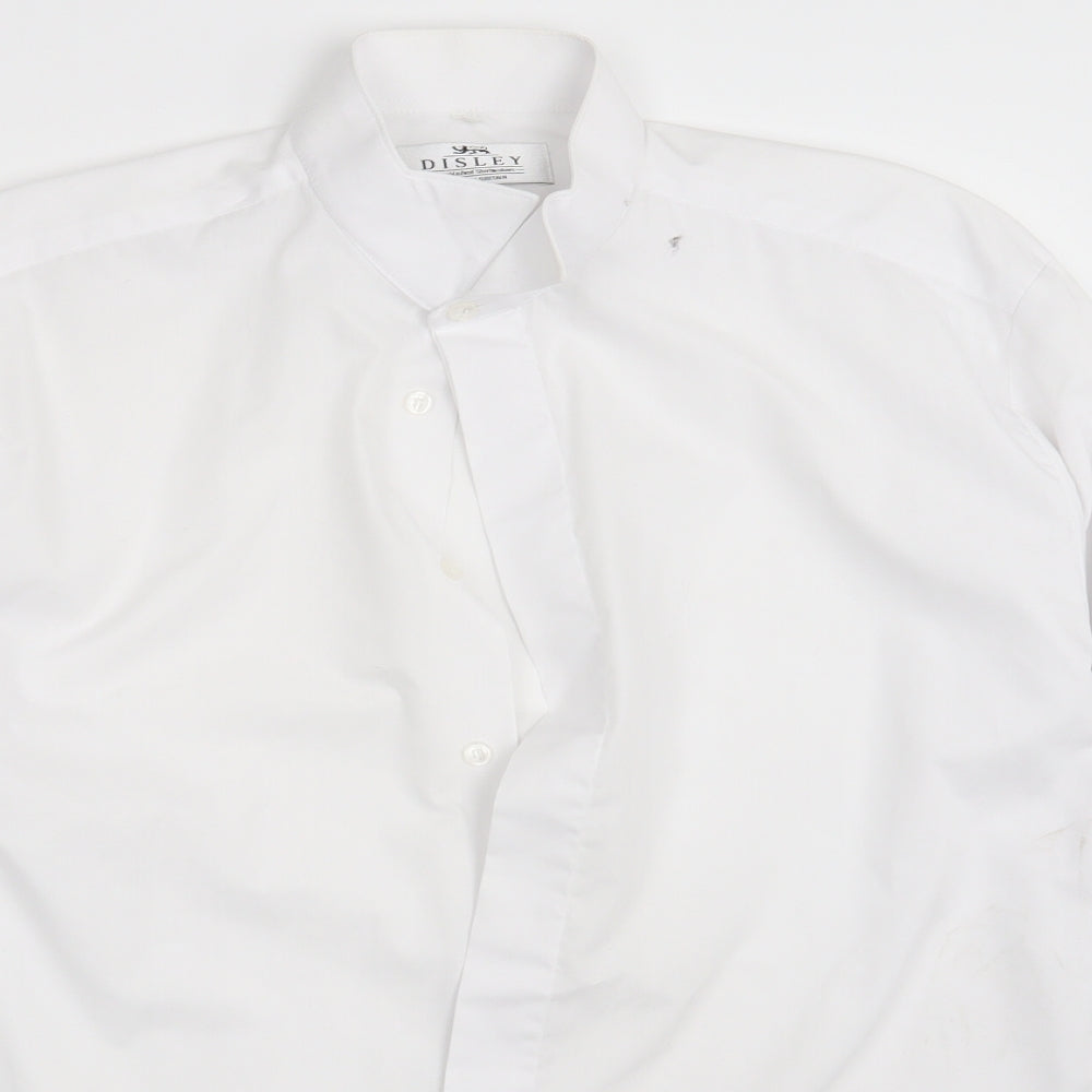 Mens UK Size One Size Disley White  Button-Up Long Sleeve Casual Shirt