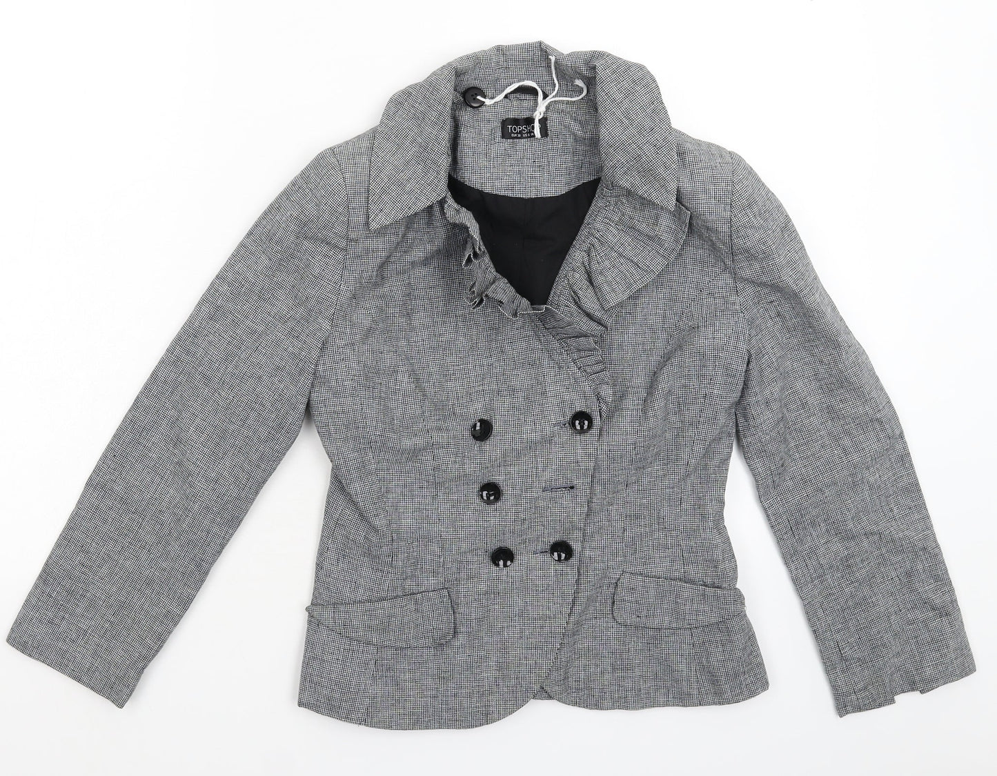Topshop Womens Grey Houndstooth  Jacket Blazer Size 10