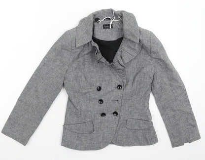 Topshop Womens Grey Houndstooth  Jacket Blazer Size 10