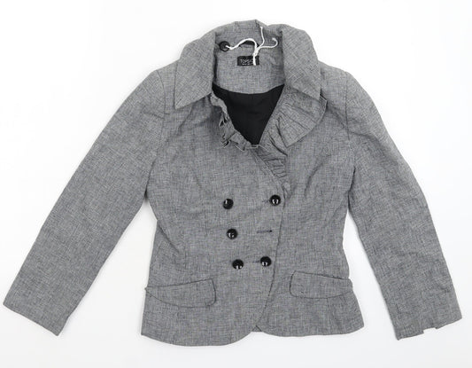 Topshop Womens Grey Houndstooth  Jacket Blazer Size 10