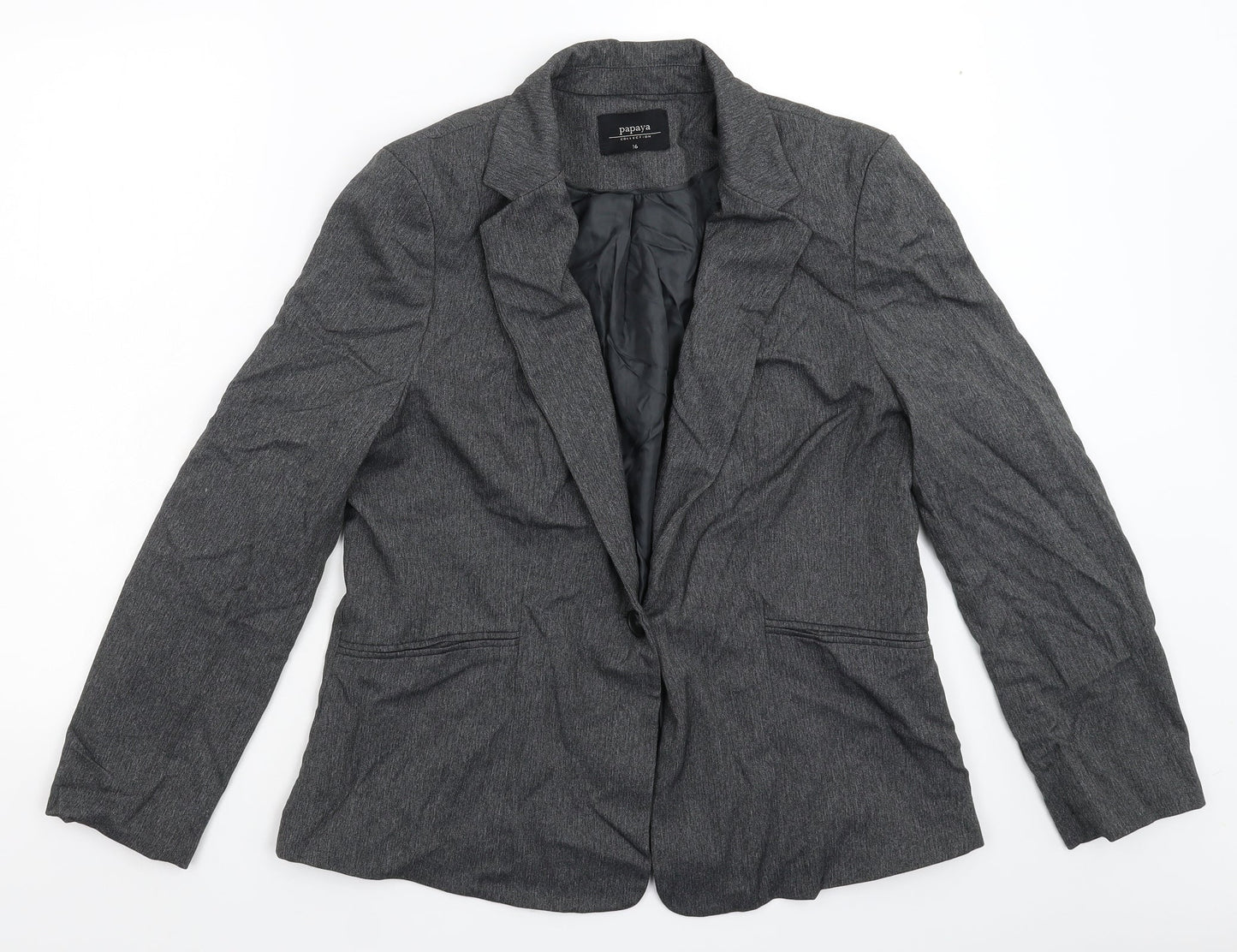 Papaya Womens Grey Striped  Jacket Suit Jacket Size 16