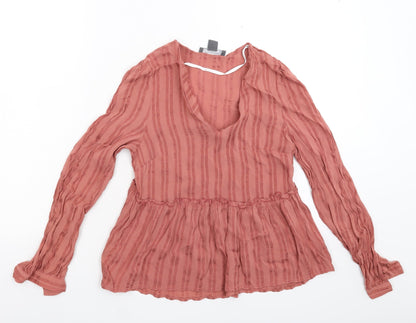 Primark Womens Pink Striped  Basic Blouse Size 10