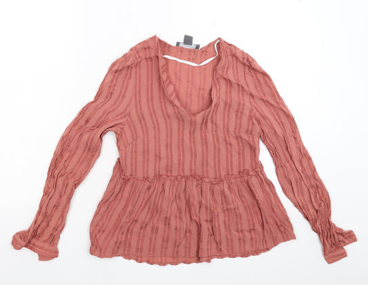 Primark Womens Pink Striped  Basic Blouse Size 10