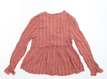 Primark Womens Pink Striped  Basic Blouse Size 10