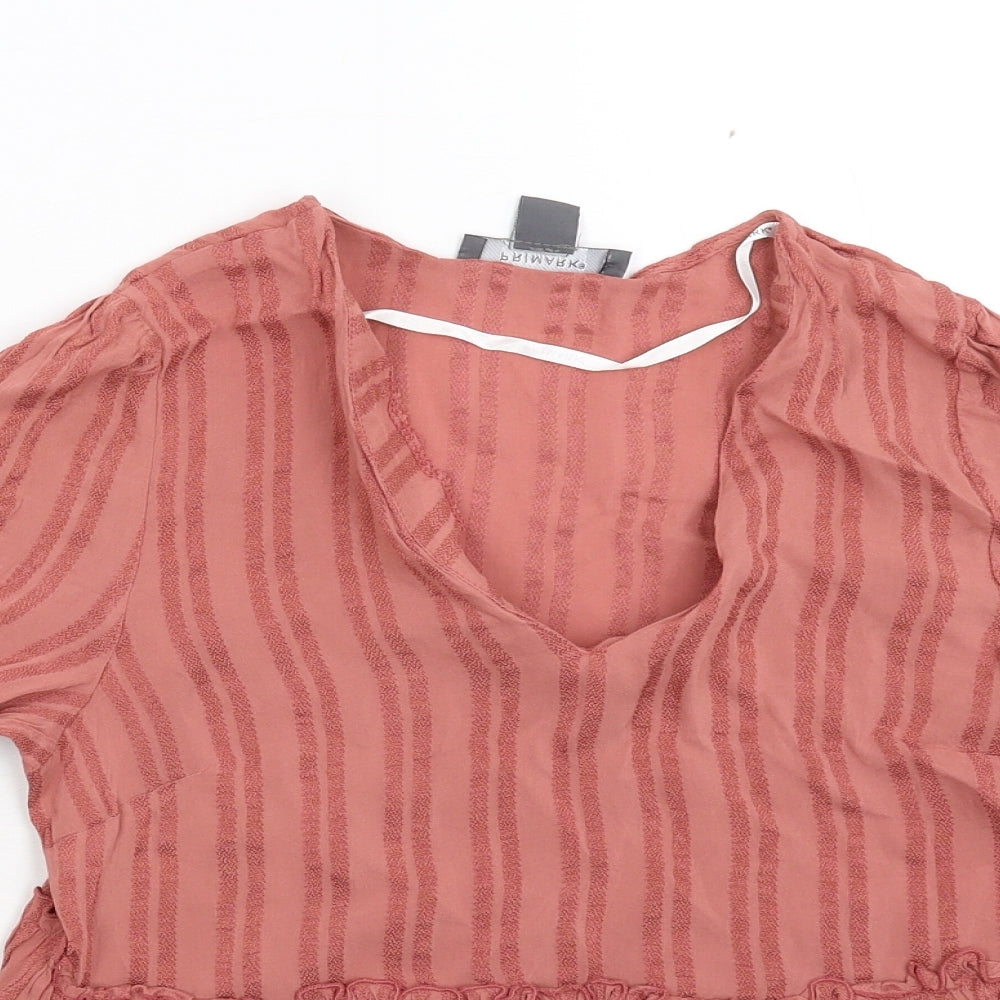 Primark Womens Pink Striped  Basic Blouse Size 10