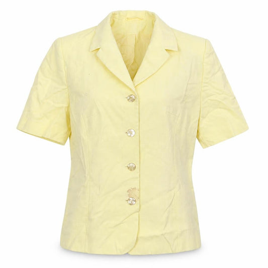 Front view of C&A women’s yellow jacket blazer, size UK 12