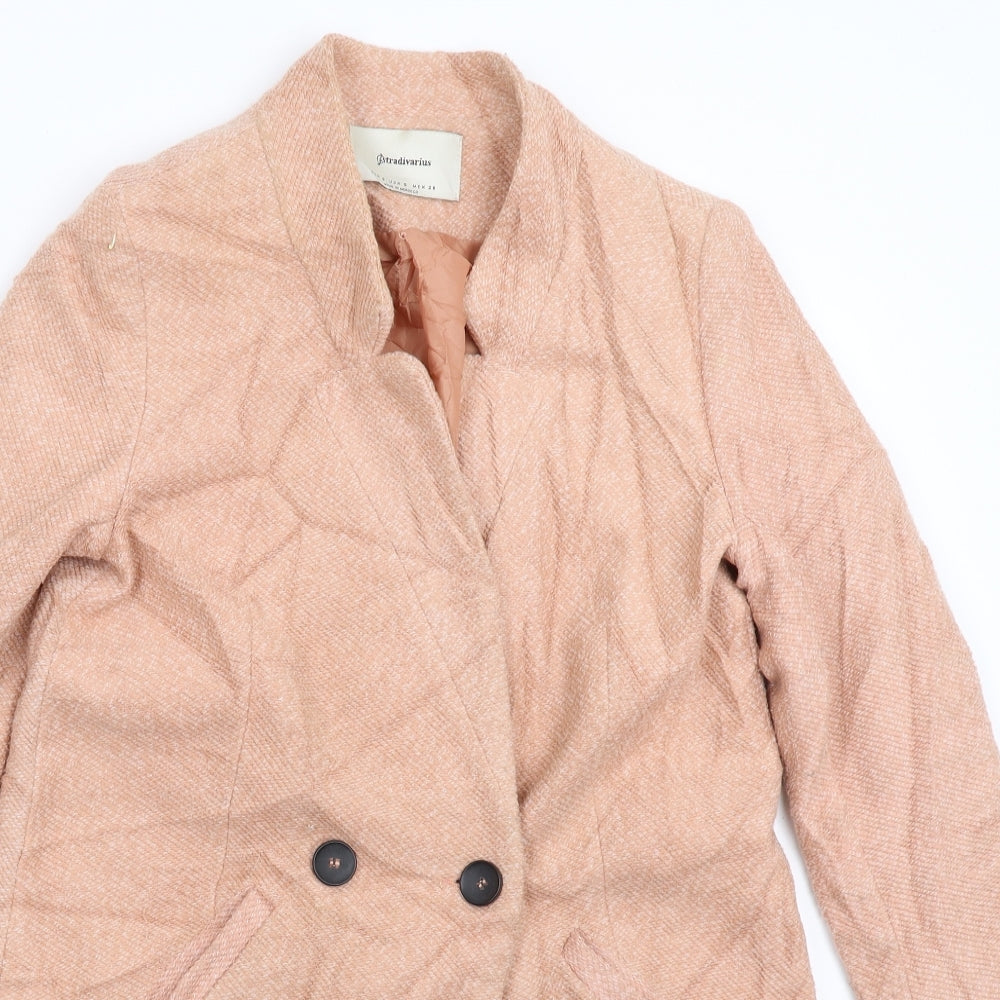 Womens UK Size S Stradivarius Beige Pea Coat