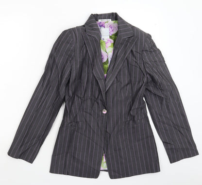 Luis Civit Womens Grey Striped  Jacket Suit Jacket Size 8