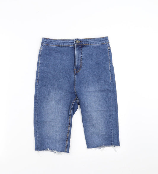 Stradivarius Womens Blue  Denim Cut-Off Shorts Size 8 - distressed hem