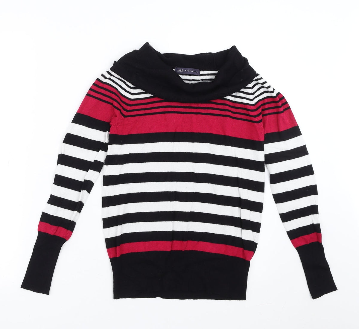 Marks & Spencer Womens Black Striped  Pullover Jumper Size 10