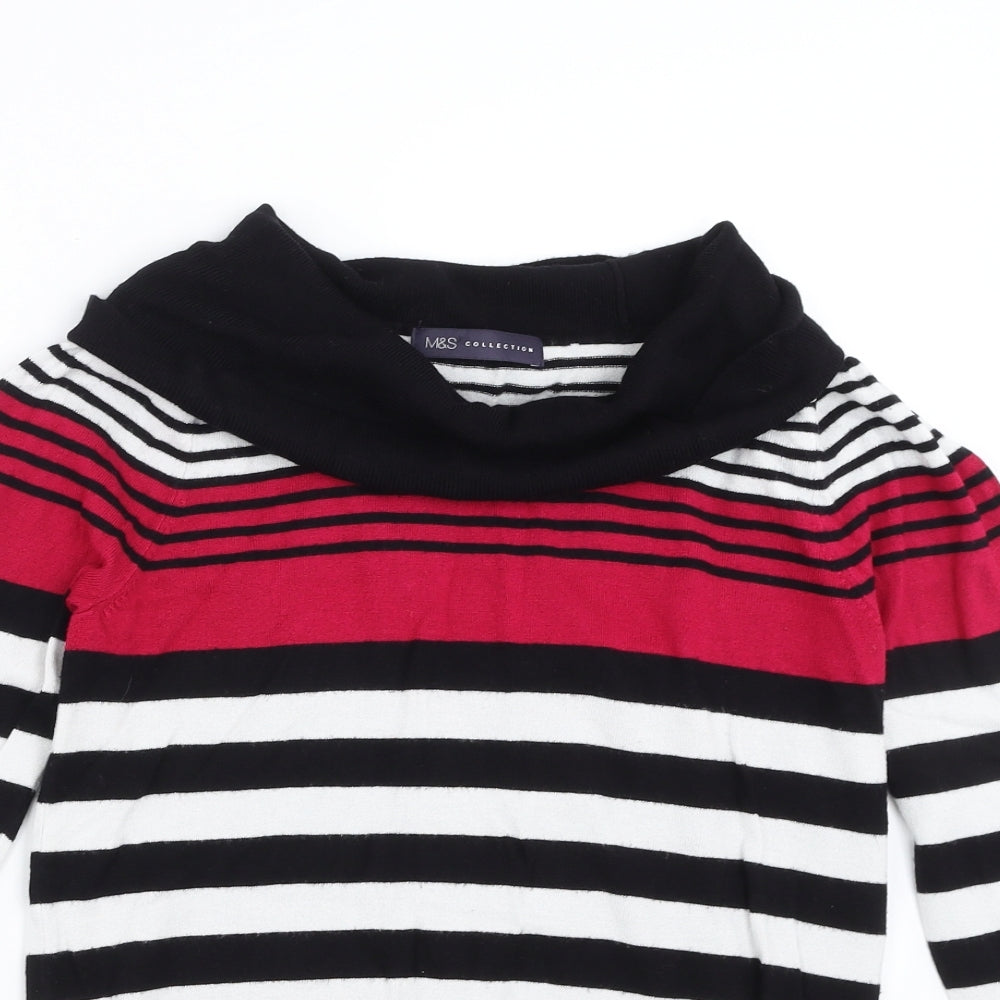 Marks & Spencer Womens Black Striped  Pullover Jumper Size 10