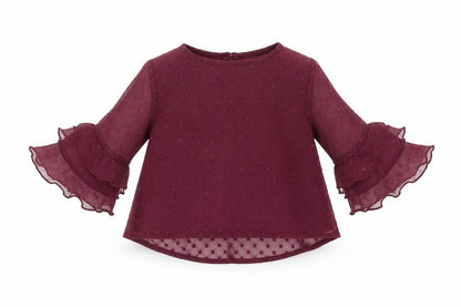 Front view of River Island girls’ purple basic blouse, size 3-6, months