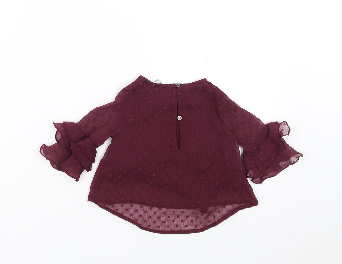 Back view of River Island girls’ purple basic blouse, size 3-6, months