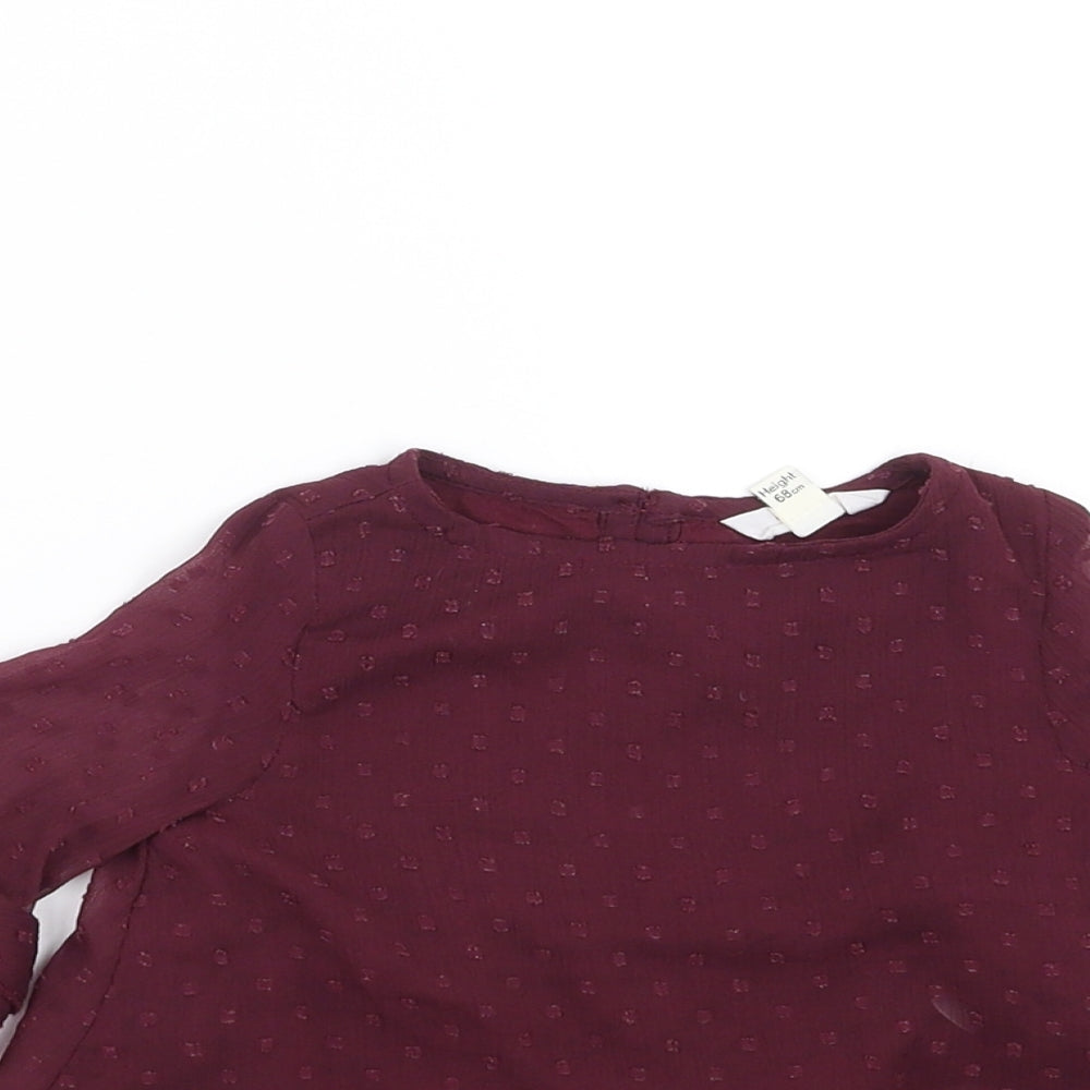 Close-up detail of River Island girls’ purple basic blouse, size 3-6, months