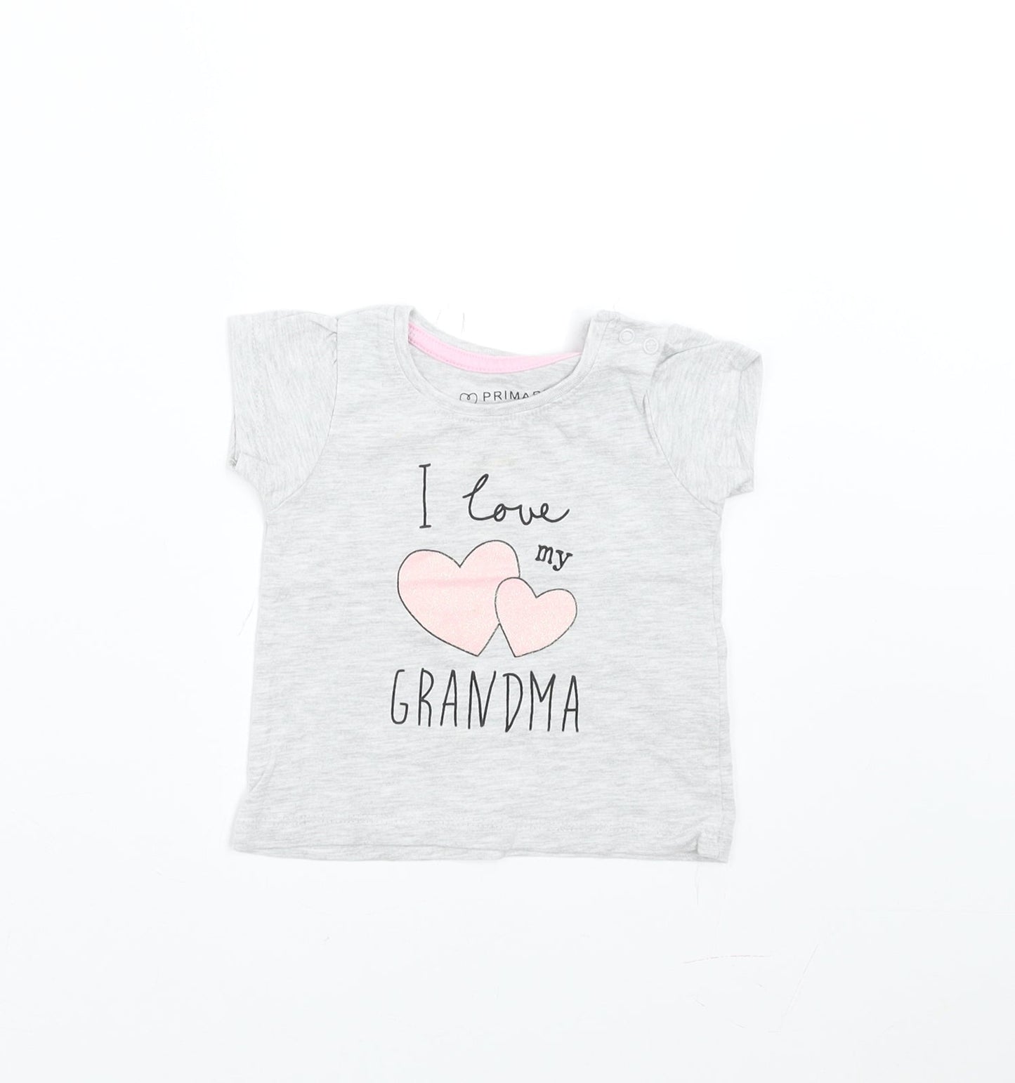 Primark Girls Grey   Basic T-Shirt Size 3-6 Months  - I love my Grandma
