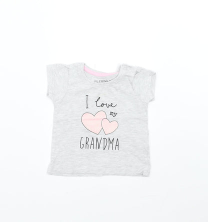 Primark Girls Grey   Basic T-Shirt Size 3-6 Months  - I love my Grandma