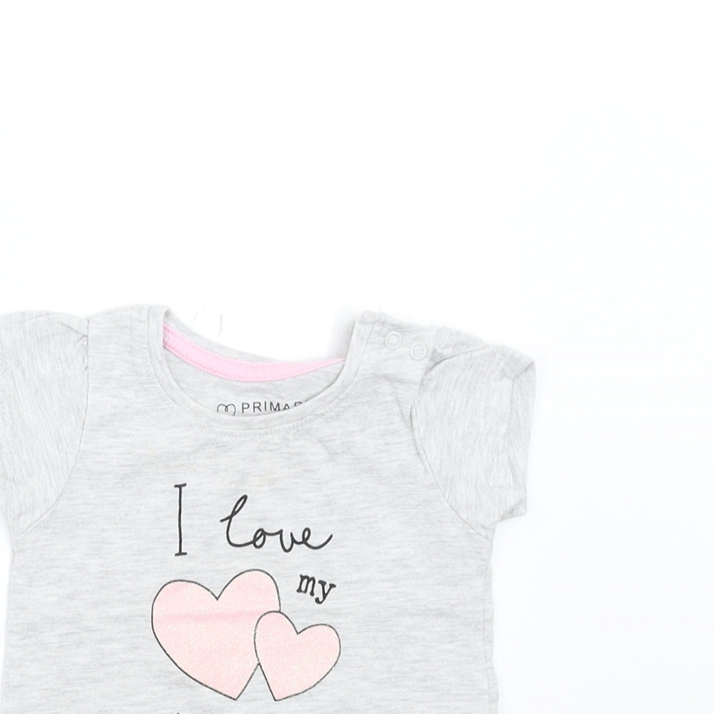 Primark Girls Grey   Basic T-Shirt Size 3-6 Months  - I love my Grandma