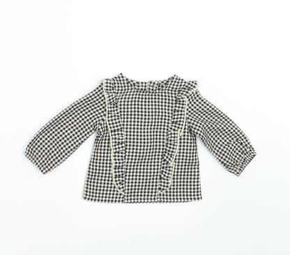 Primark Girls Black Check  Basic Blouse Size 3-6 Months