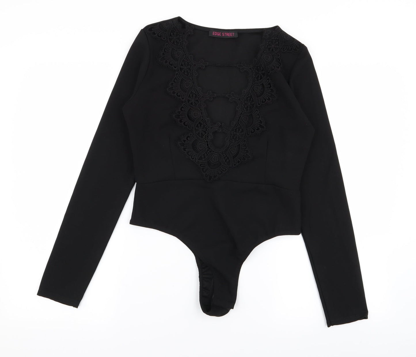 Edge Street Womens Black Floral  Bodysuit One-Piece Size 12