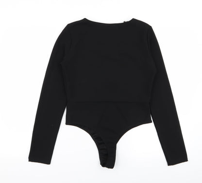 Edge Street Womens Black Floral  Bodysuit One-Piece Size 12