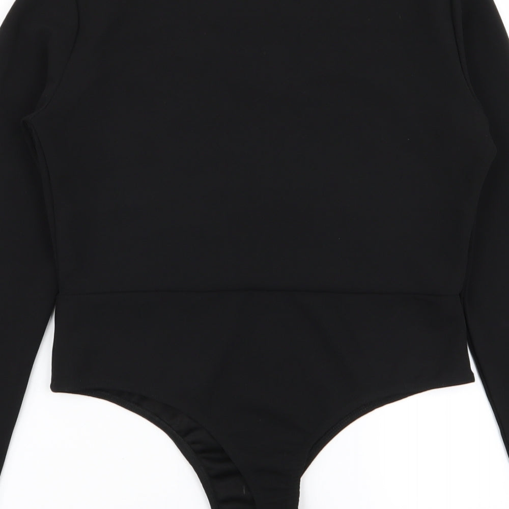 Edge Street Womens Black Floral  Bodysuit One-Piece Size 12