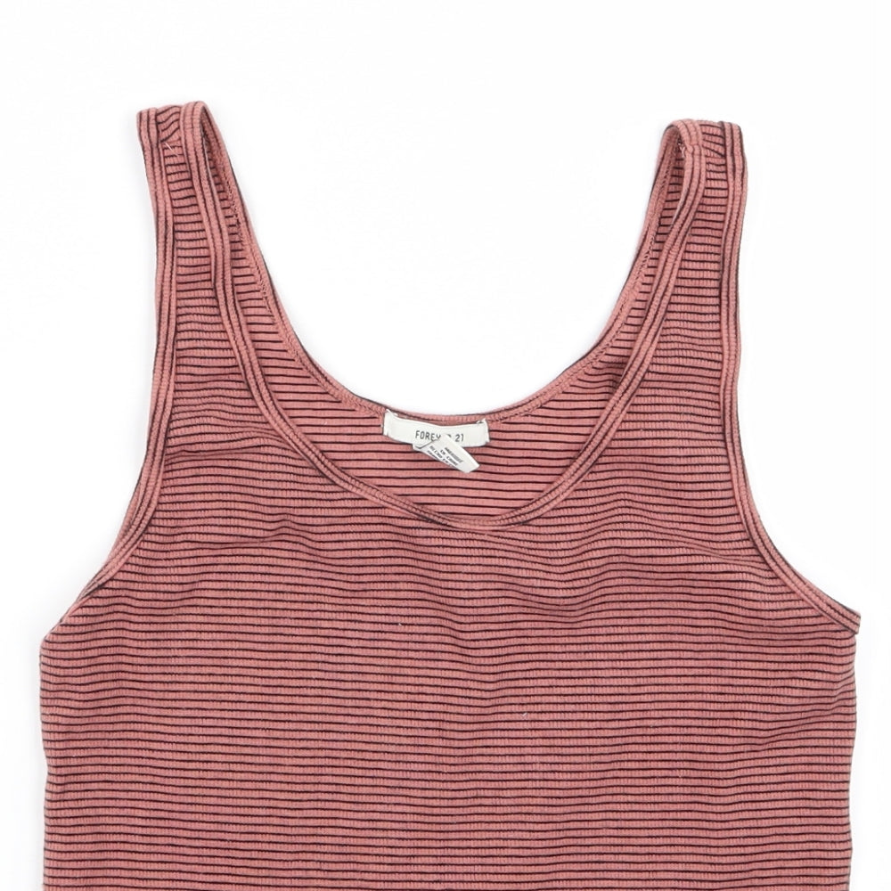FOREVER 21 Womens Multicoloured Striped  Basic Tank Size L